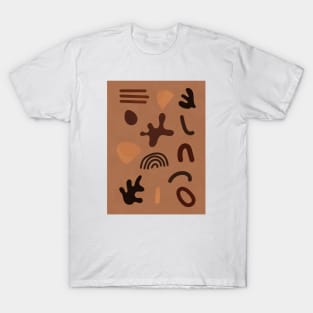 Abstract Organic Shapes - Brown Aesthetic T-Shirt